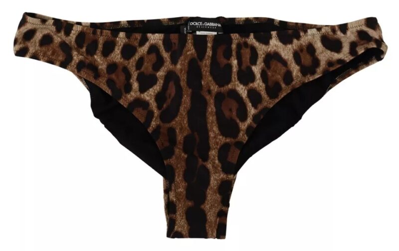 Dolce & Gabbana Brown Leopard Print Swimsuit Swimwear Bikini Bottom - Image 2
