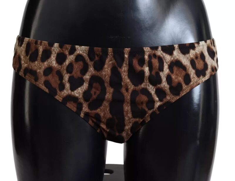 Dolce & Gabbana Brown Leopard Print Swimsuit Swimwear Bikini Bottom - Image 5