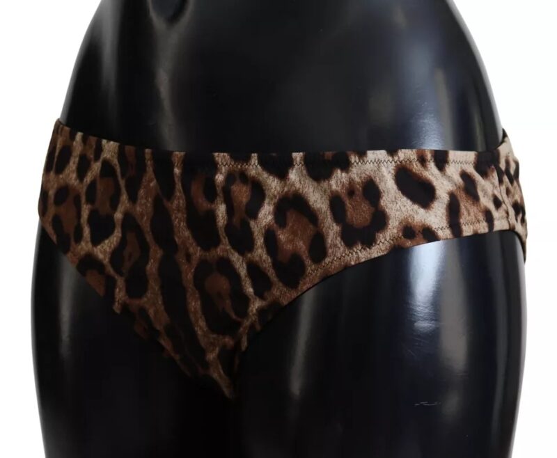 Dolce & Gabbana Brown Leopard Print Swimsuit Swimwear Bikini Bottom - Image 6