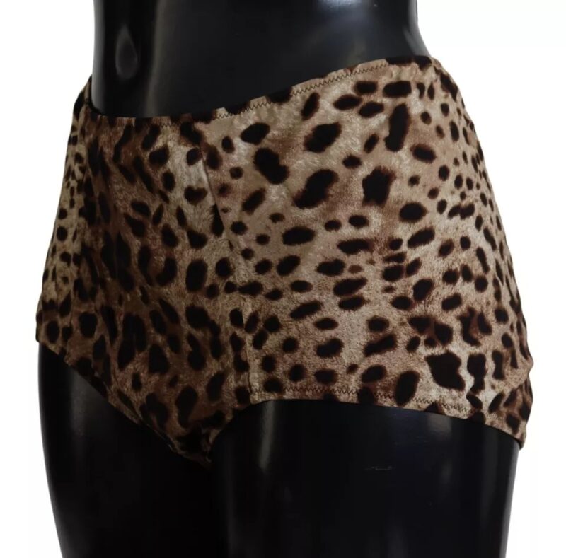 Dolce & Gabbana Brown Leopard Print Swimsuit Swimwear Bikini Bottom - Image 2
