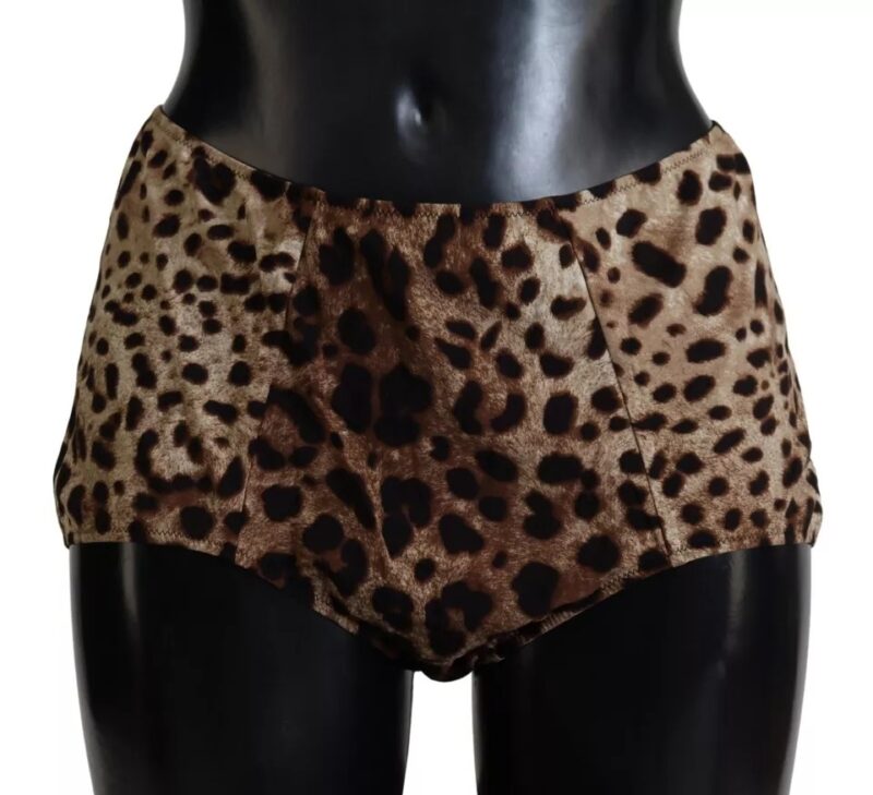 Dolce & Gabbana Brown Leopard Print Swimsuit Swimwear Bikini Bottom - Image 3