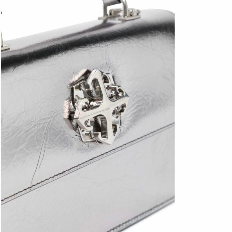 Off-White Gray Leather Crossbody Bag - Image 3