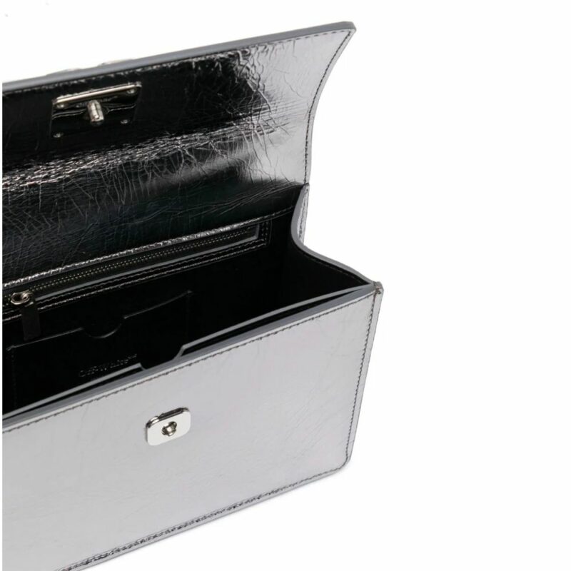 Off-White Gray Leather Crossbody Bag - Image 4