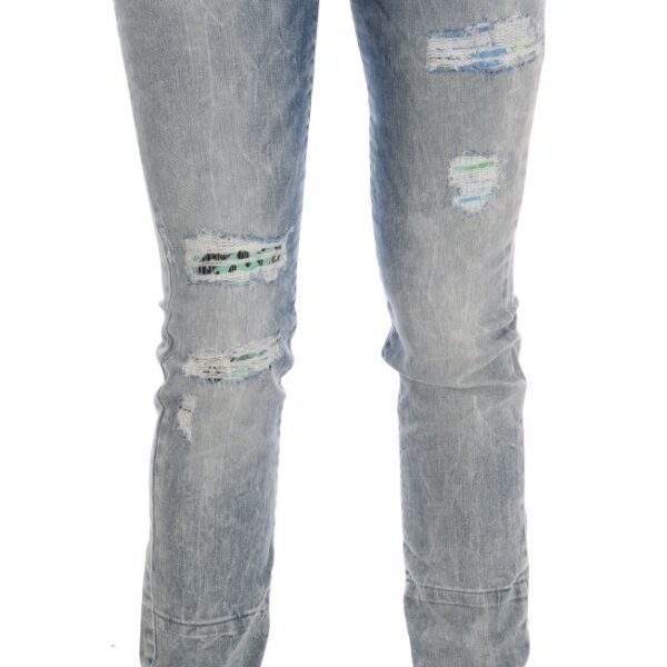 Versace Jeans Chic Light Blue Torn Slim Fit Jeans
