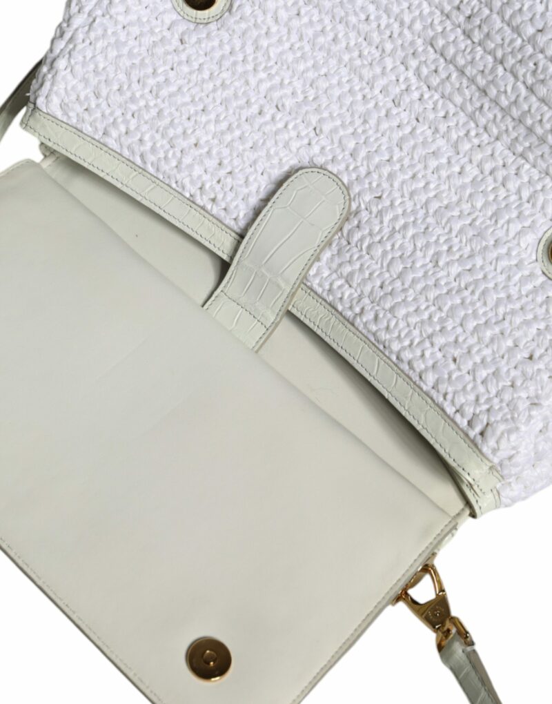 Dolce & Gabbana White Rafia Leather SICILY Crossbody Bag - Image 6