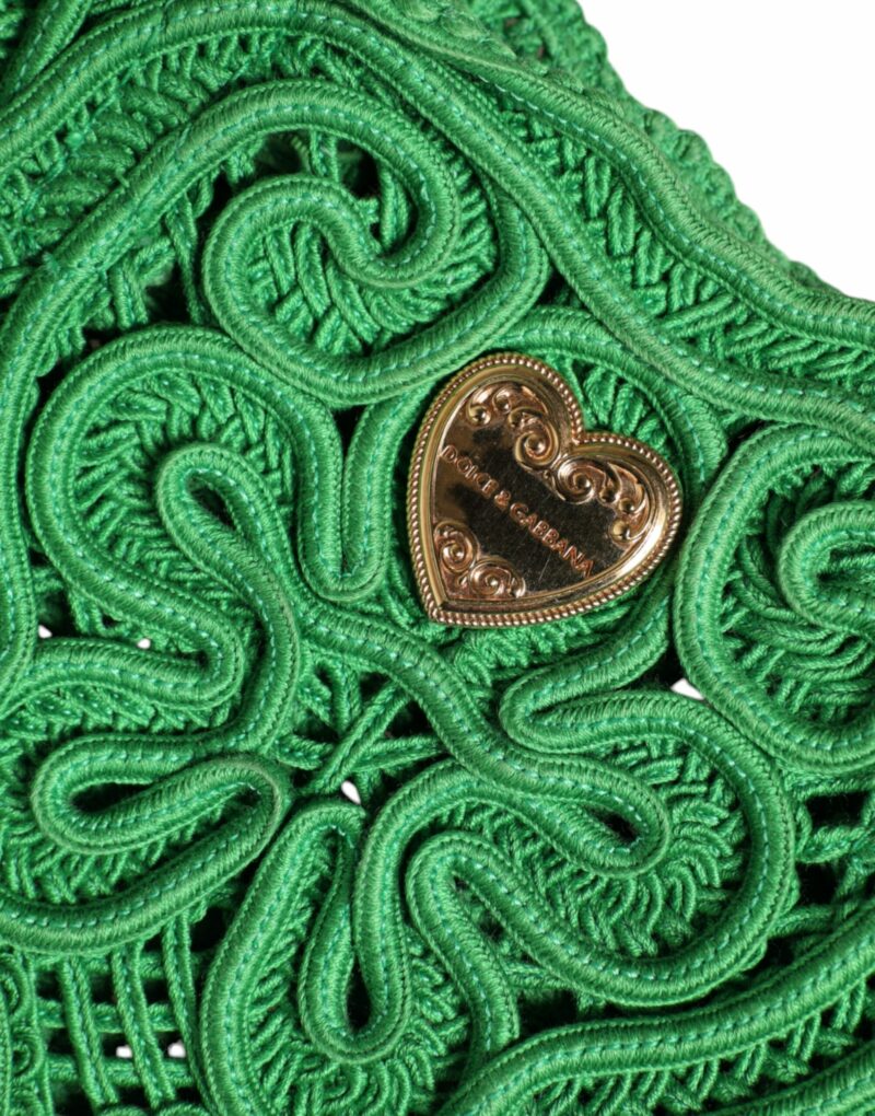 Dolce & Gabbana Green Small Cordonetto Lace Beatrice Tote Bag - Image 4
