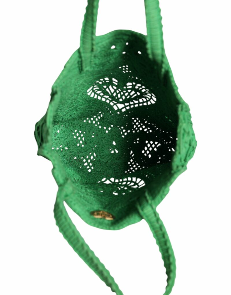 Dolce & Gabbana Green Small Cordonetto Lace Beatrice Tote Bag - Image 6