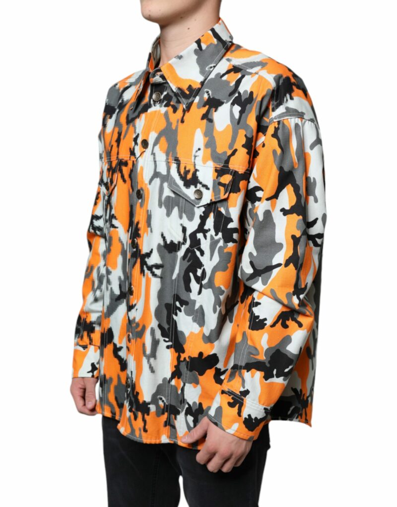 Dolce & Gabbana Multicolor Camouflage Cotton Denim Collared Jacket - Image 3