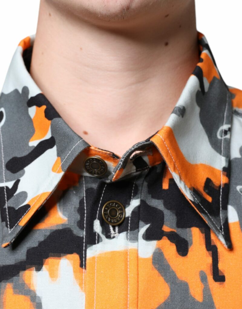 Dolce & Gabbana Multicolor Camouflage Cotton Denim Collared Jacket - Image 5