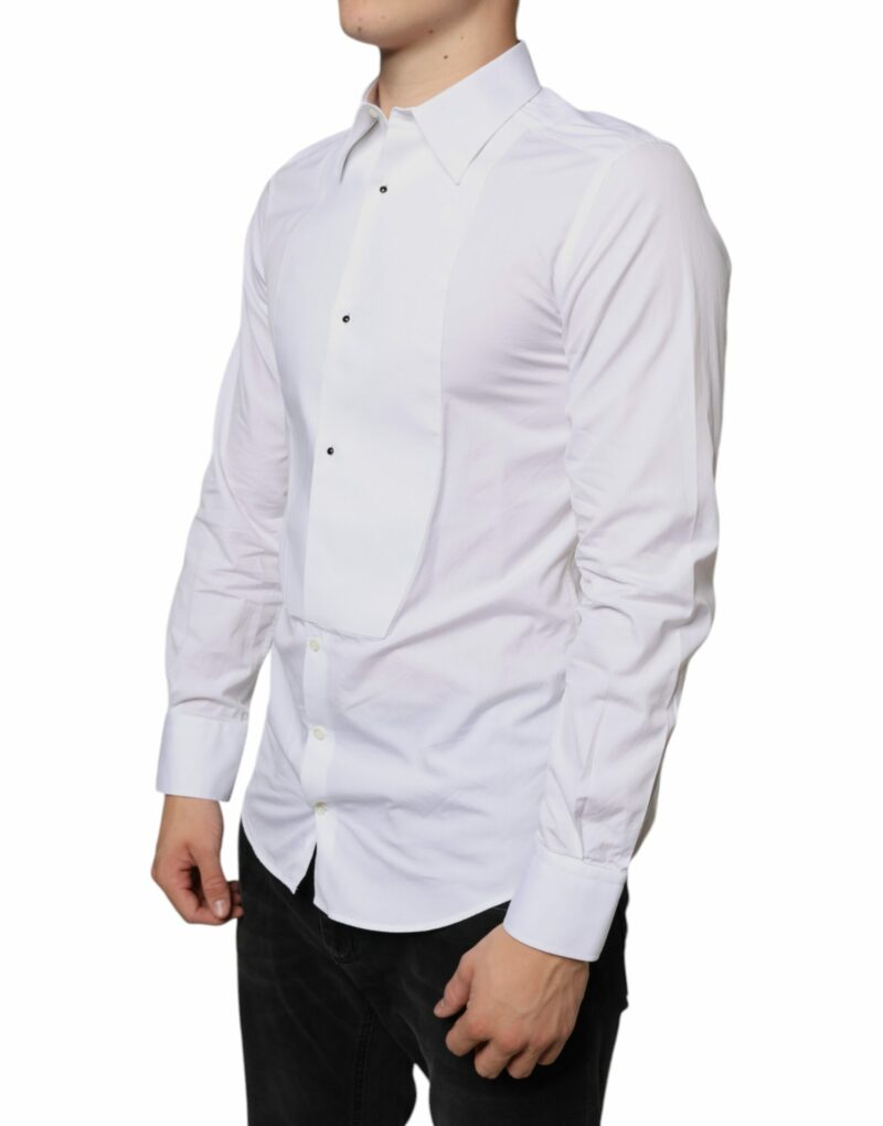 Dolce & Gabbana White Bib Cotton Poplin Formal Dress Shirt - Image 3