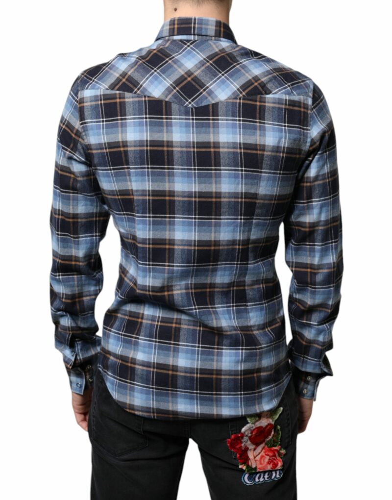 Dolce & Gabbana Multicolor Checkered Paradiso Patch Slim Fit Shirt - Image 4