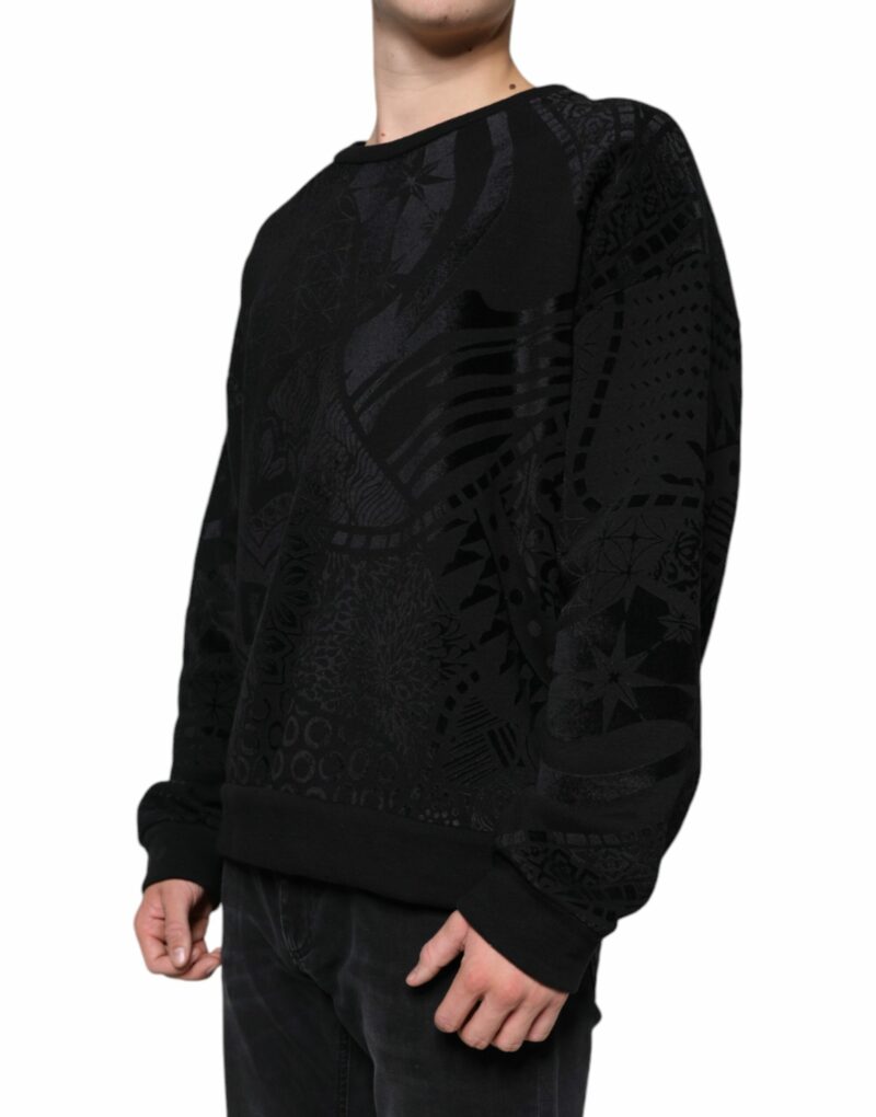 Dolce & Gabbana Black Printed Crew Neck Sweatshirt Sweater - Image 3