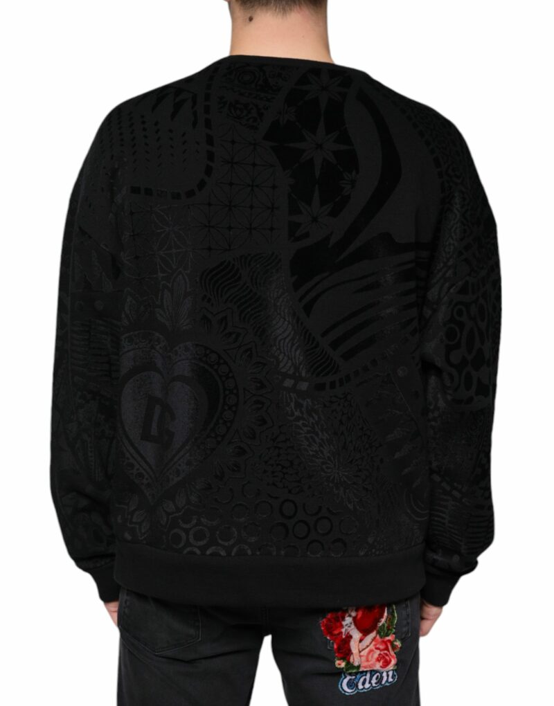 Dolce & Gabbana Black Printed Crew Neck Sweatshirt Sweater - Image 4