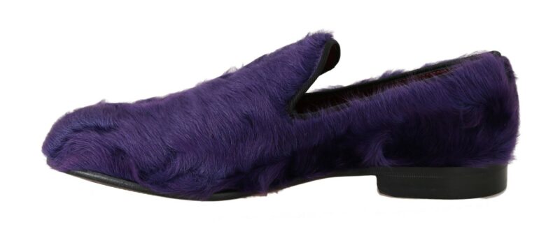 Dolce & Gabbana Plush Purple Sheep Fur Loafers - Image 2