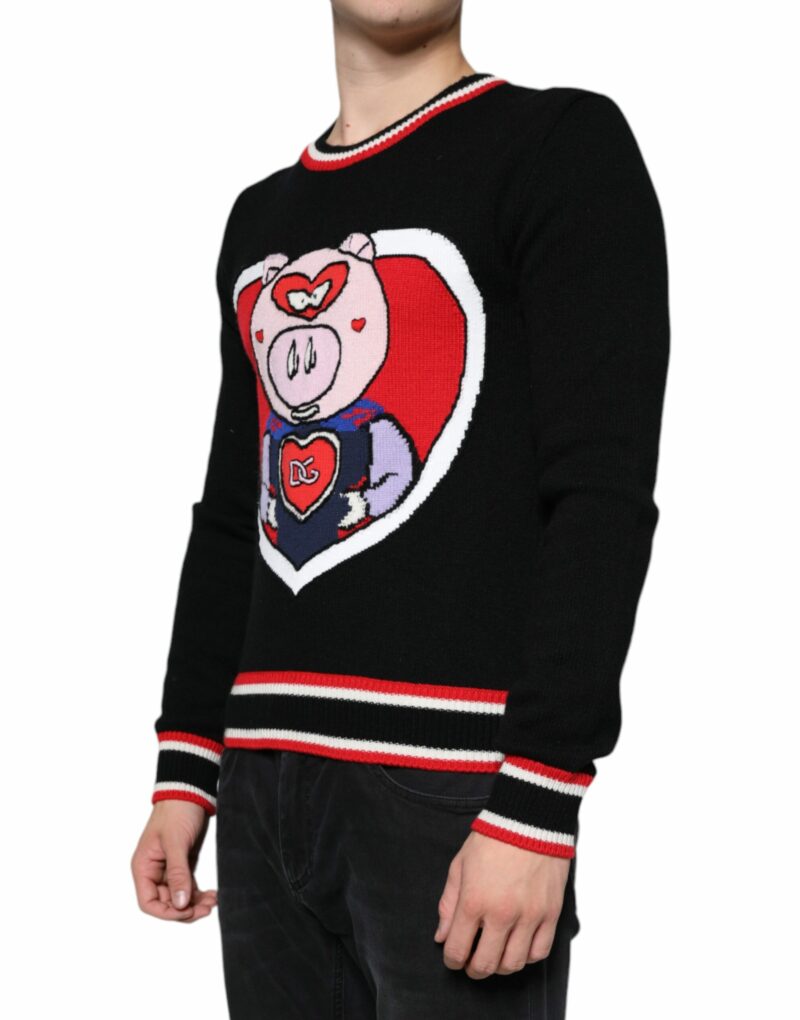 Dolce & Gabbana Black Cashmere Pig of the Year Pullover Sweater - Image 3