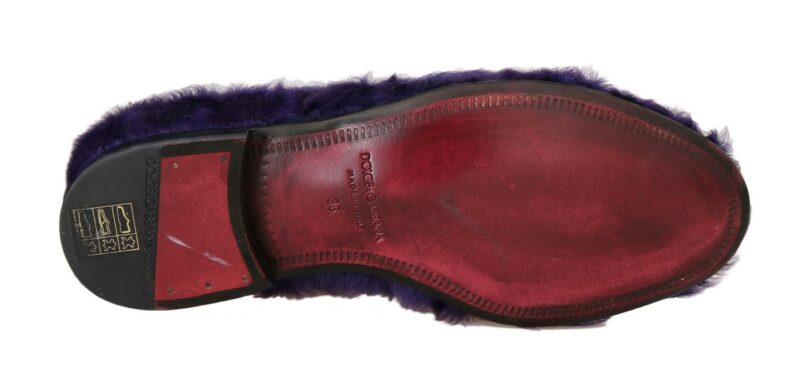Dolce & Gabbana Plush Purple Sheep Fur Loafers - Image 3