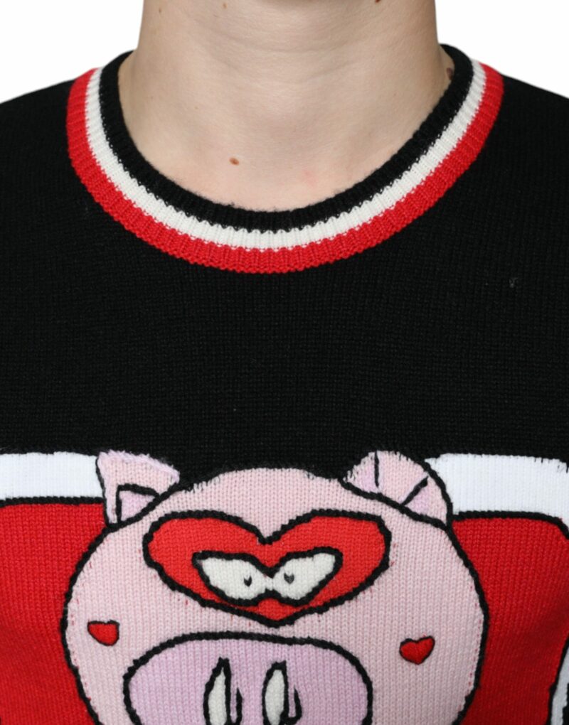 Dolce & Gabbana Black Cashmere Pig of the Year Pullover Sweater - Image 5