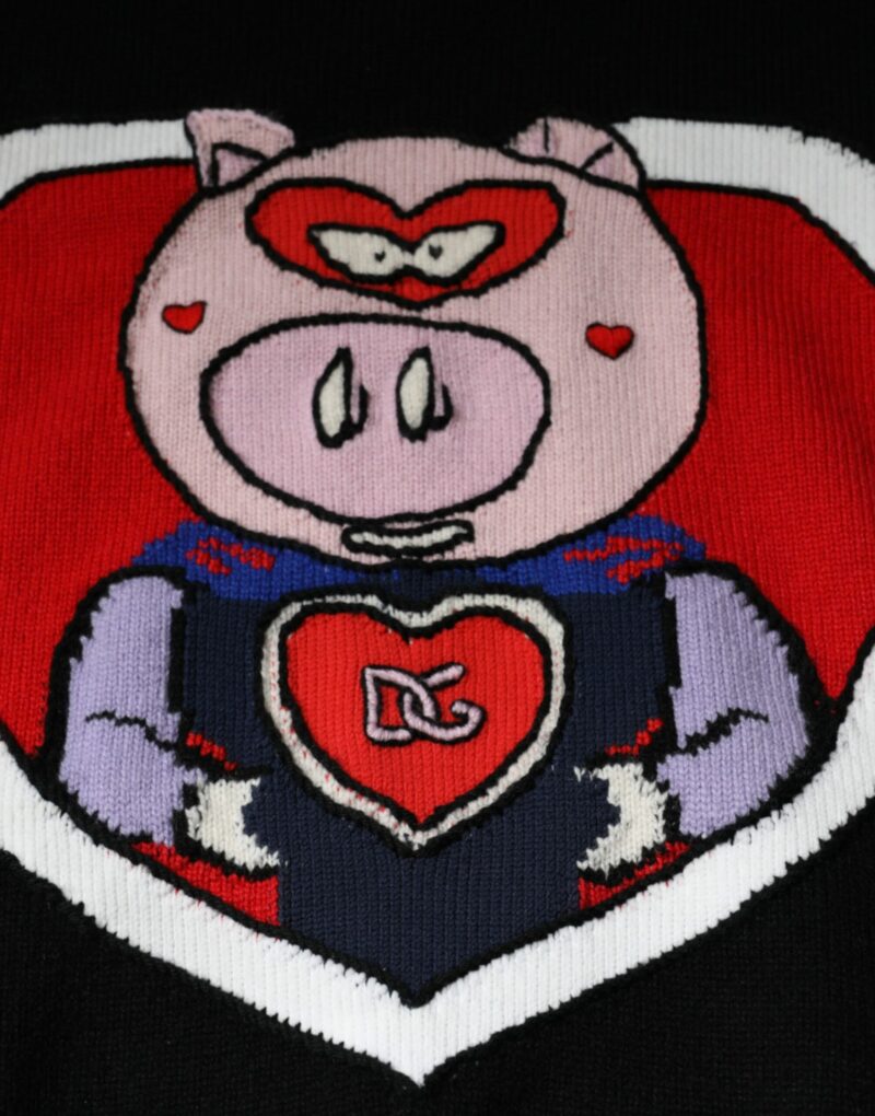 Dolce & Gabbana Black Cashmere Pig of the Year Pullover Sweater - Image 6