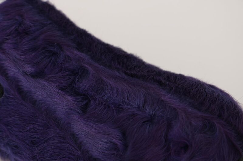 Dolce & Gabbana Plush Purple Sheep Fur Loafers - Image 5
