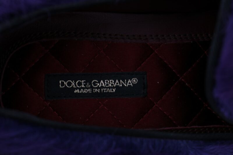 Dolce & Gabbana Plush Purple Sheep Fur Loafers - Image 6