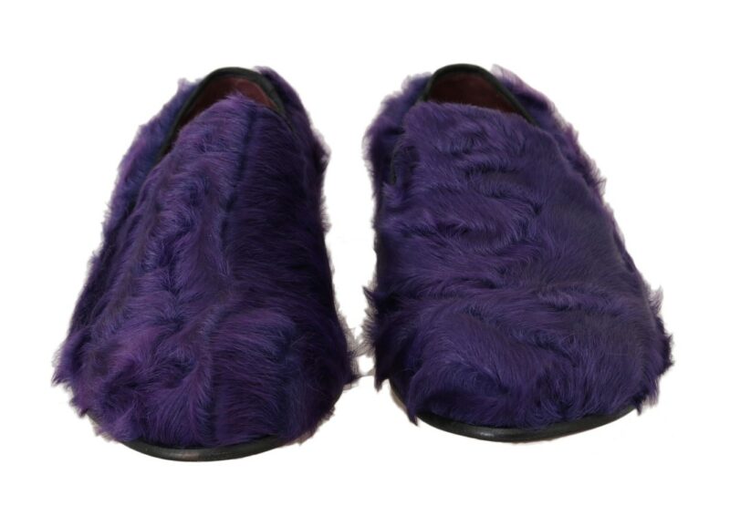 Dolce & Gabbana Plush Purple Sheep Fur Loafers - Image 7