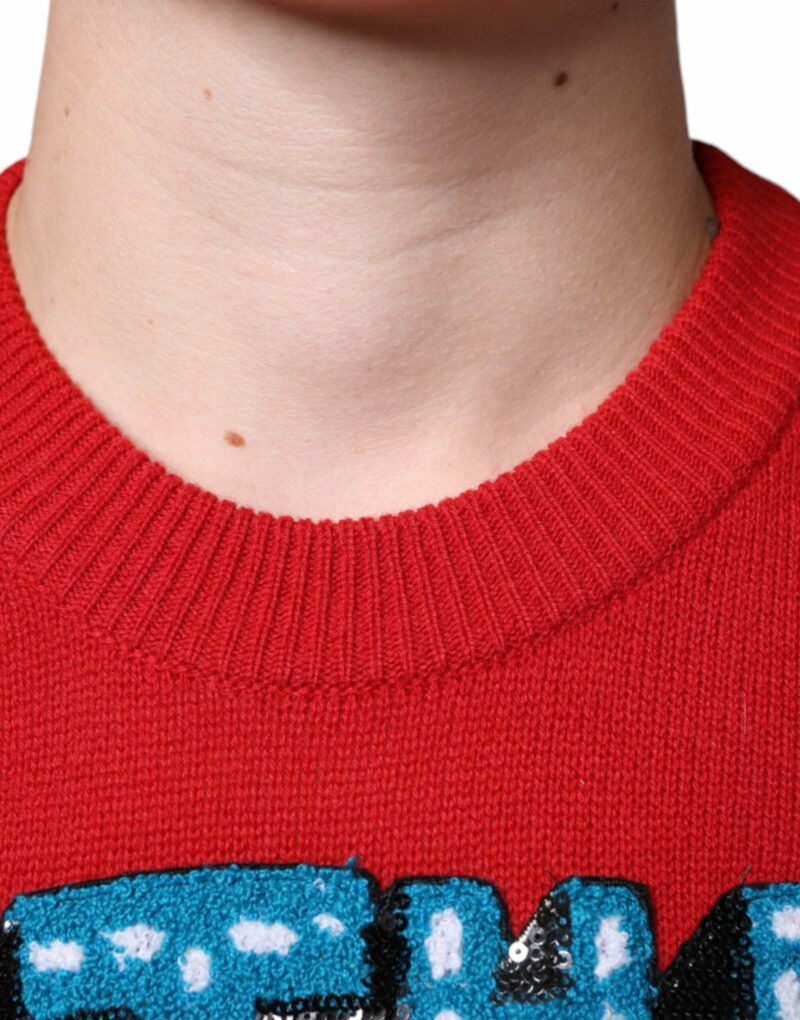 Dolce & Gabbana Red I'm The King Wool Crew Neck Sweatshirt Sweater - Image 5
