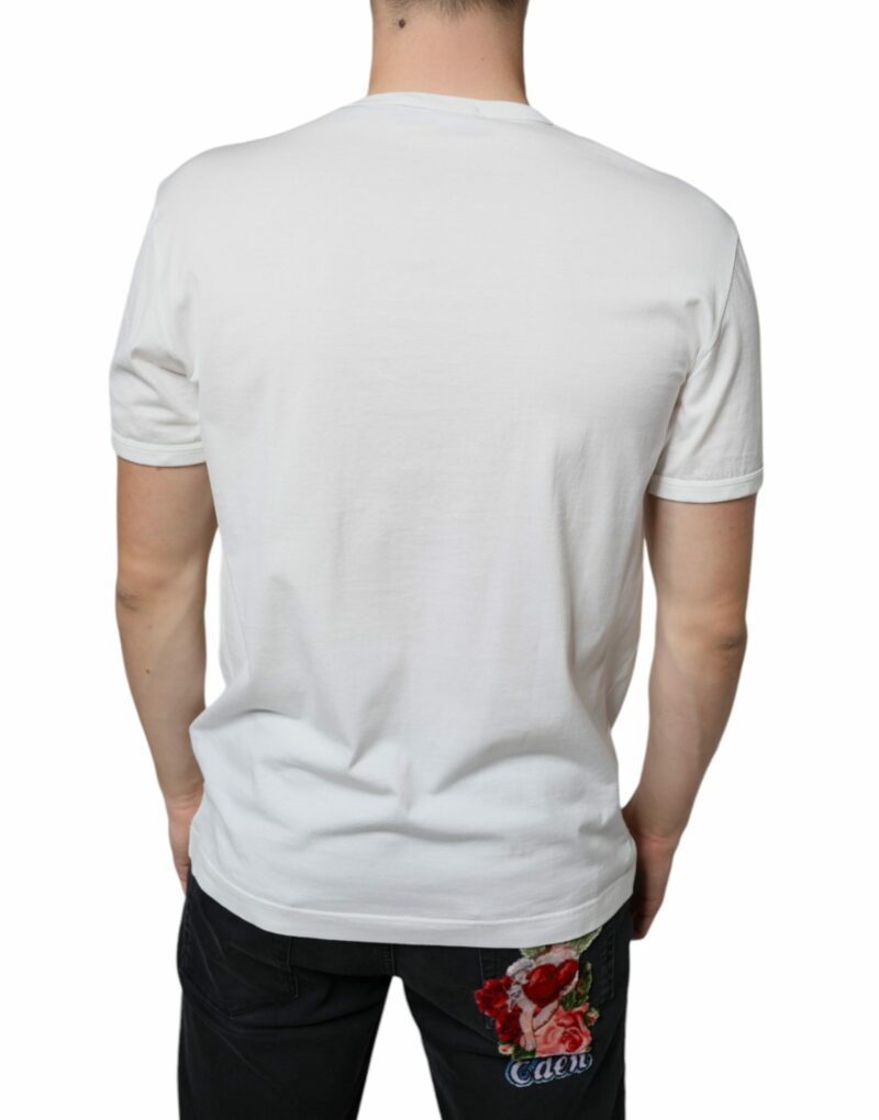 Dolce & Gabbana White Logo Embossed Cotton Crewneck T-shirt - Image 4