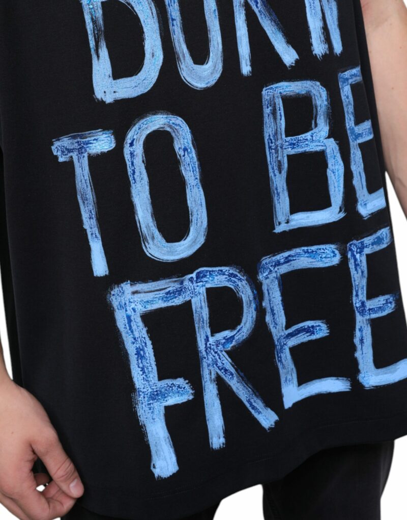 Dolce & Gabbana Black Cotton Born To Be Free Sleeveless T-shirt - Image 7