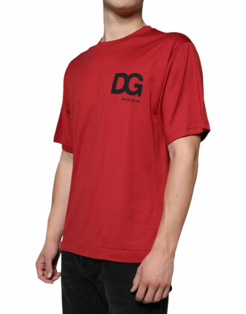 Dolce & Gabbana Red Cotton DG Logo Print Crew Neck T-shirt - Image 3