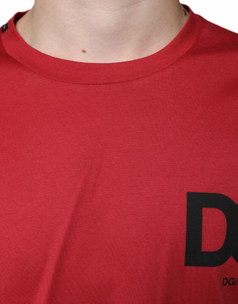 Dolce & Gabbana Red Cotton DG Logo Print Crew Neck T-shirt - Image 5