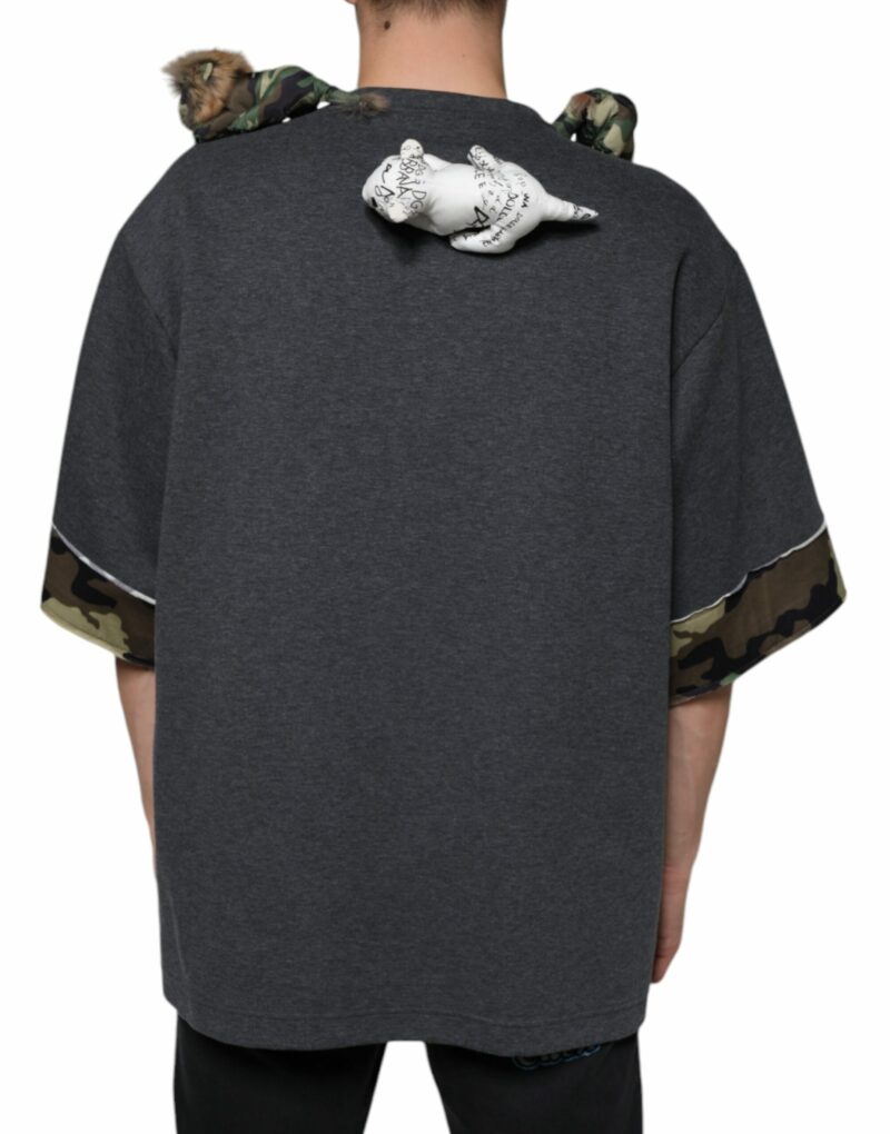 Dolce & Gabbana Gray Camouflage Animal Stuff Cotton T-shirt - Image 4