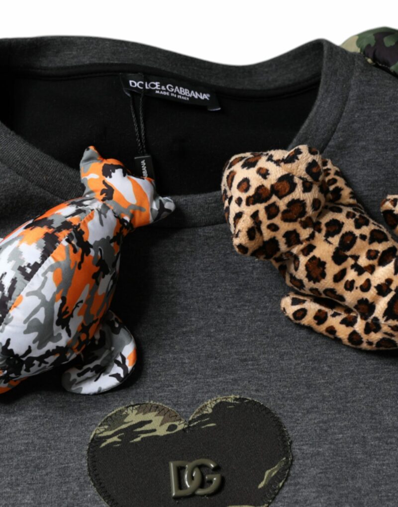 Dolce & Gabbana Gray Camouflage Animal Stuff Cotton T-shirt - Image 7