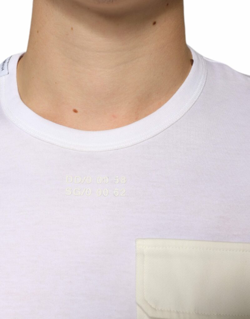 Dolce & Gabbana White Cotton Pocket Short Sleeves T-shirt - Image 5