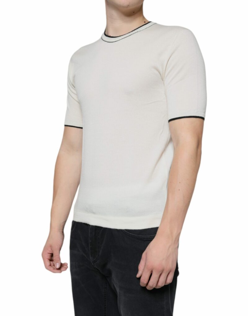 Dolce & Gabbana Off White Cashmere Short Sleeves T-shirt - Image 3