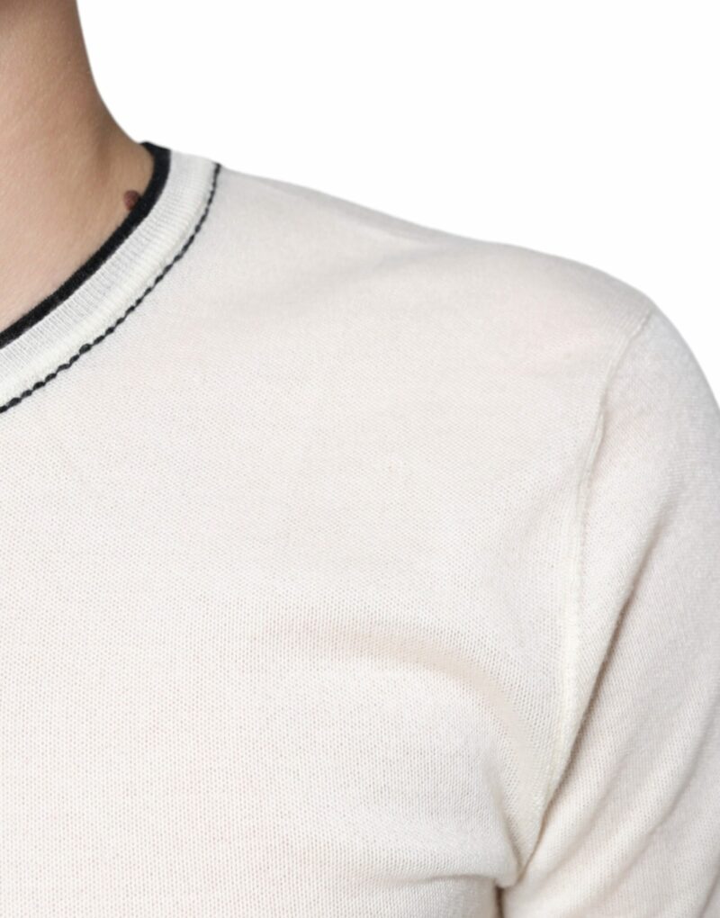 Dolce & Gabbana Off White Cashmere Short Sleeves T-shirt - Image 6