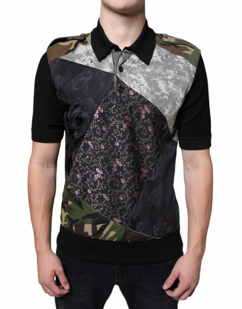 Dolce & Gabbana Multicolor Camouflage Patchwork Silk Polo T-shirt - Image 2