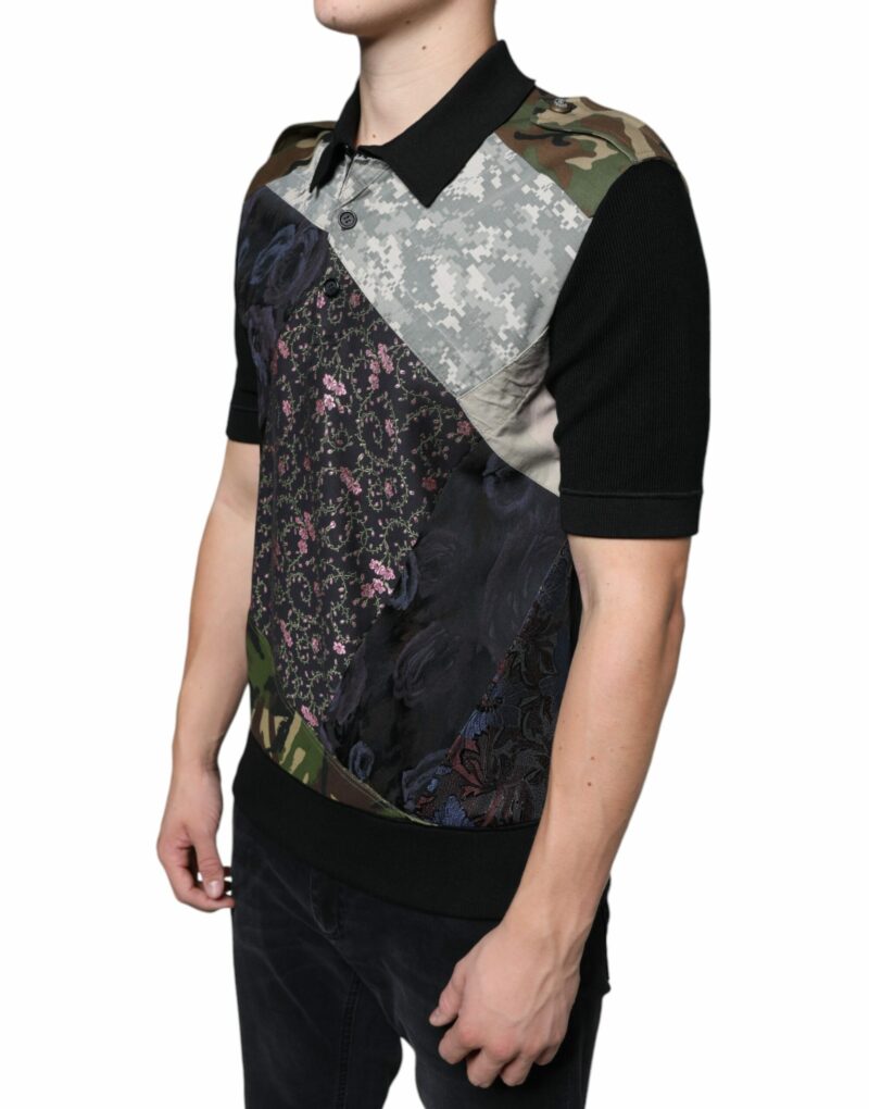 Dolce & Gabbana Multicolor Camouflage Patchwork Silk Polo T-shirt - Image 3