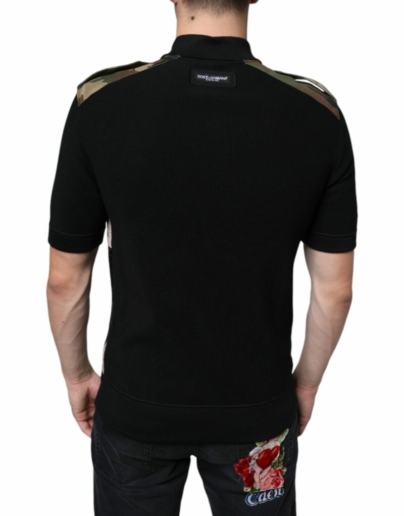 Dolce & Gabbana Multicolor Camouflage Patchwork Silk Polo T-shirt - Image 4