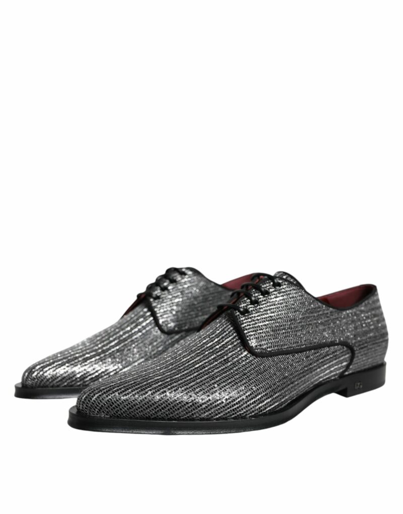 Dolce & Gabbana Silver Polyurethane Derby Formal Dress Shoes - Image 3