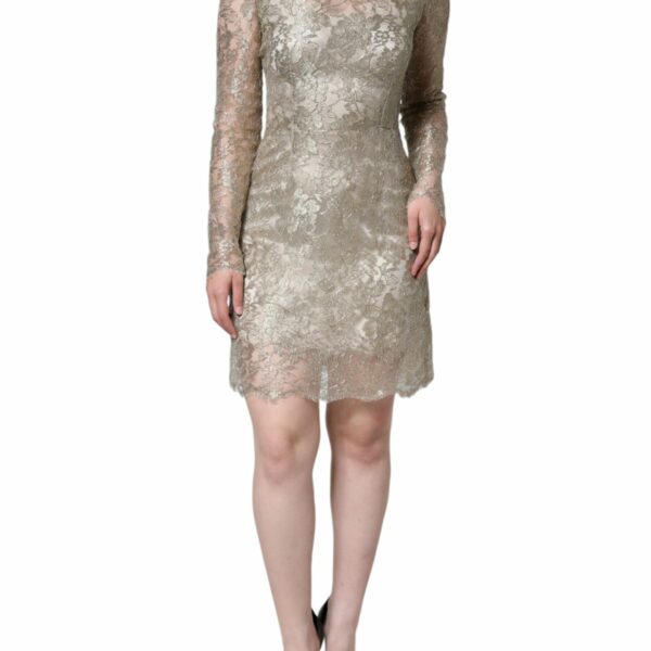 Dolce & Gabbana Gold Floral Lace A-line Sheath Mini Dress
