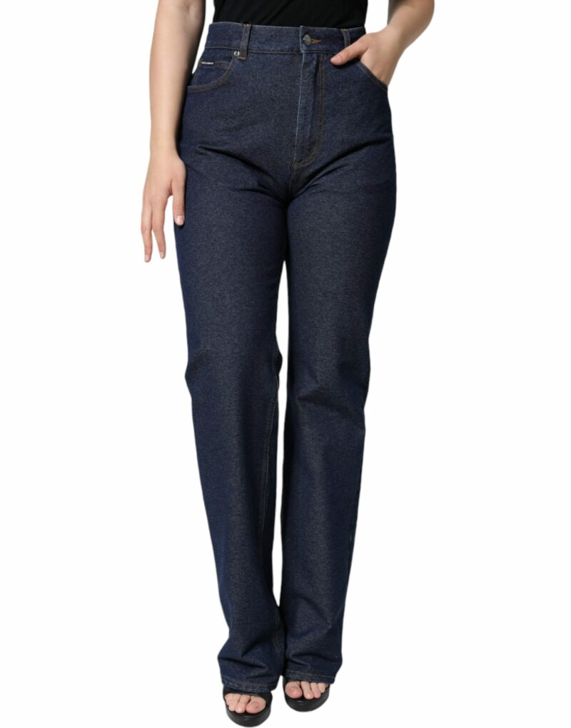 Dolce & Gabbana Dark Blue Cotton Stretch Straight Denim Jeans - Image 2