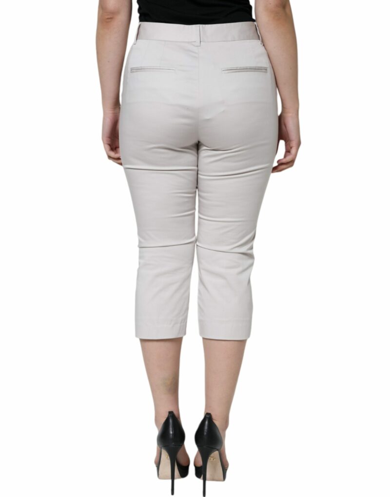 Dolce & Gabbana White Cotton Mid Waist Cropped Skinny Pants - Image 4