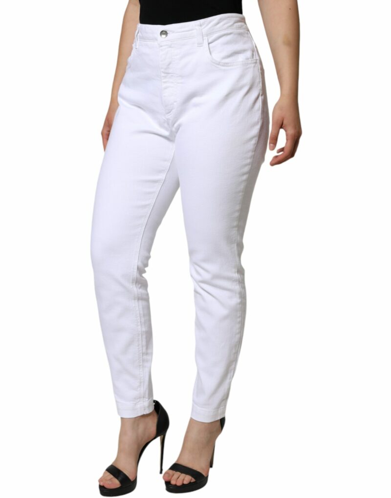 Dolce & Gabbana White Cotton Stretch AUDREY Skinny Jeans - Image 3