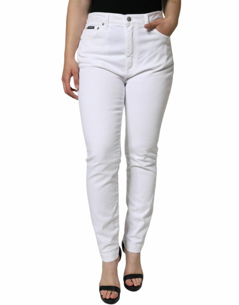 Dolce & Gabbana White Cotton Stretch AUDREY Skinny Jeans - Image 2