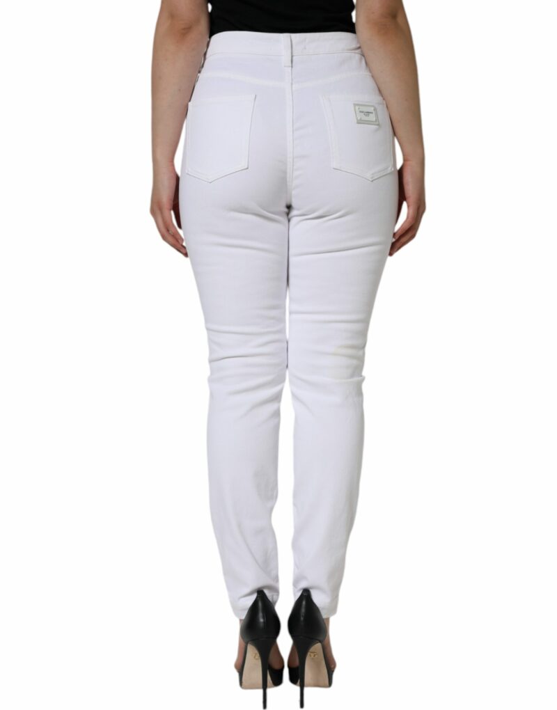 Dolce & Gabbana White Cotton Stretch AUDREY Skinny Jeans - Image 4