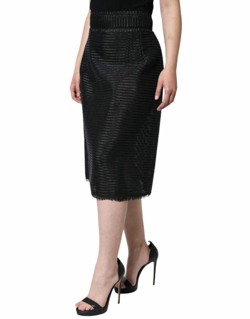 Dolce & Gabbana Black Viscose High Waist Pencil Cut Skirt - Image 3