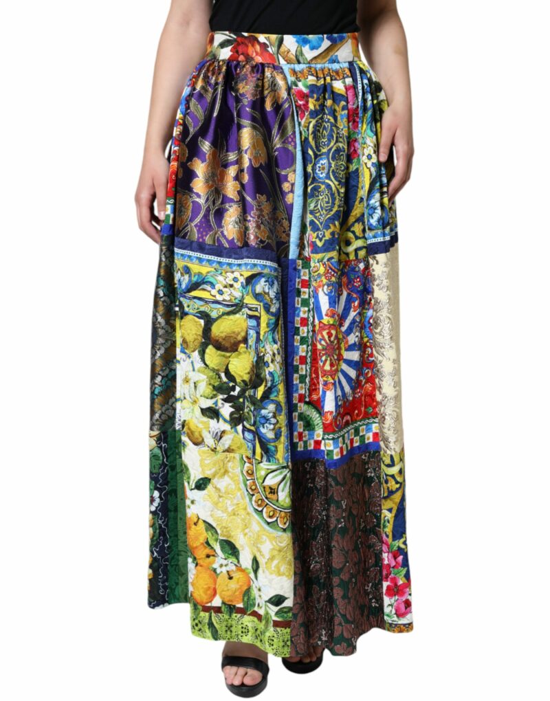 Dolce & Gabbana Multicolor Patchwork Sicily Long Maxi Skirt - Image 2