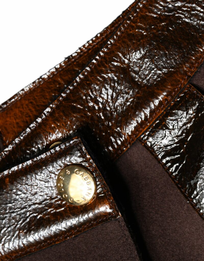 Dolce & Gabbana Brown Virgin Wool Mid Waist A-line Mini Skirt - Image 7