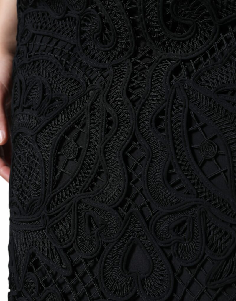 Dolce & Gabbana Black Floral Lace HighWaist Pencil Cut Skirt - Image 5