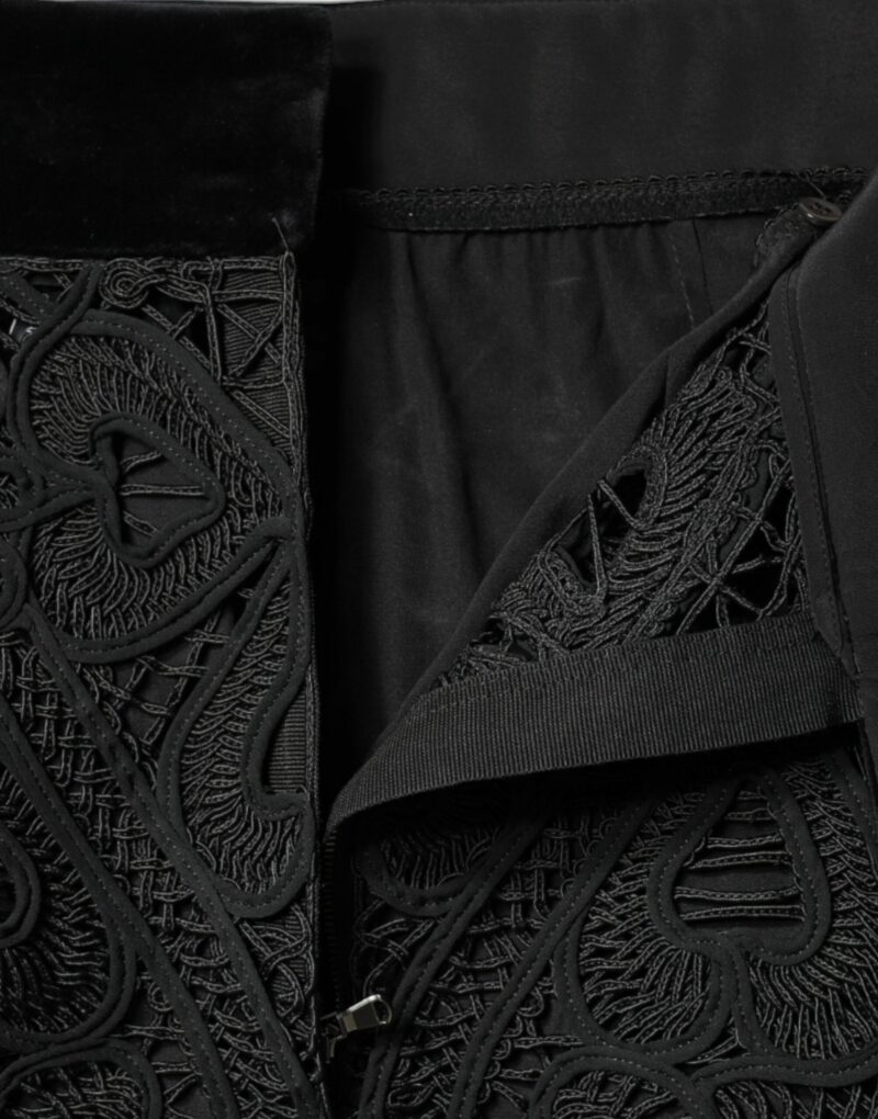 Dolce & Gabbana Black Floral Lace HighWaist Pencil Cut Skirt - Image 6